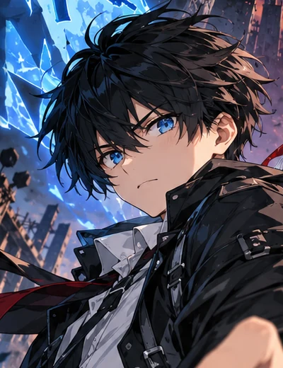 黒髪・青い瞳の少年。正式キービジュアルより。